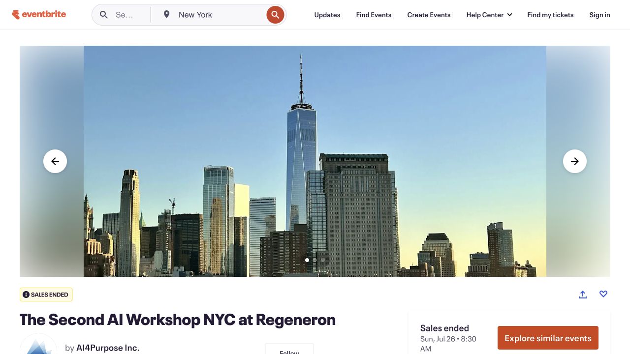 First-screen reference of eventbrite.com