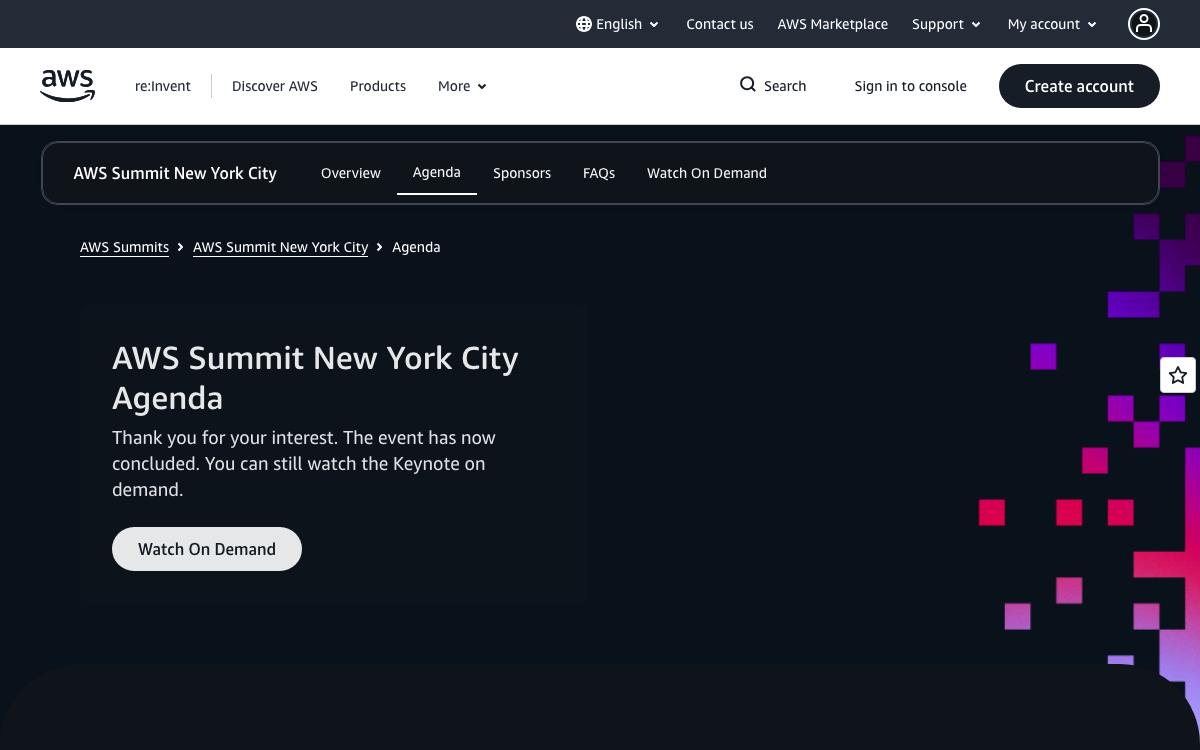 First-screen reference of aws.amazon.com
