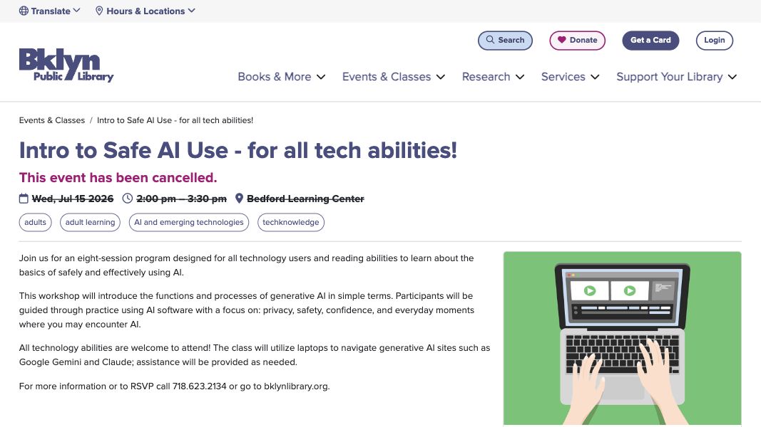 First-screen reference of bklynlibrary.org