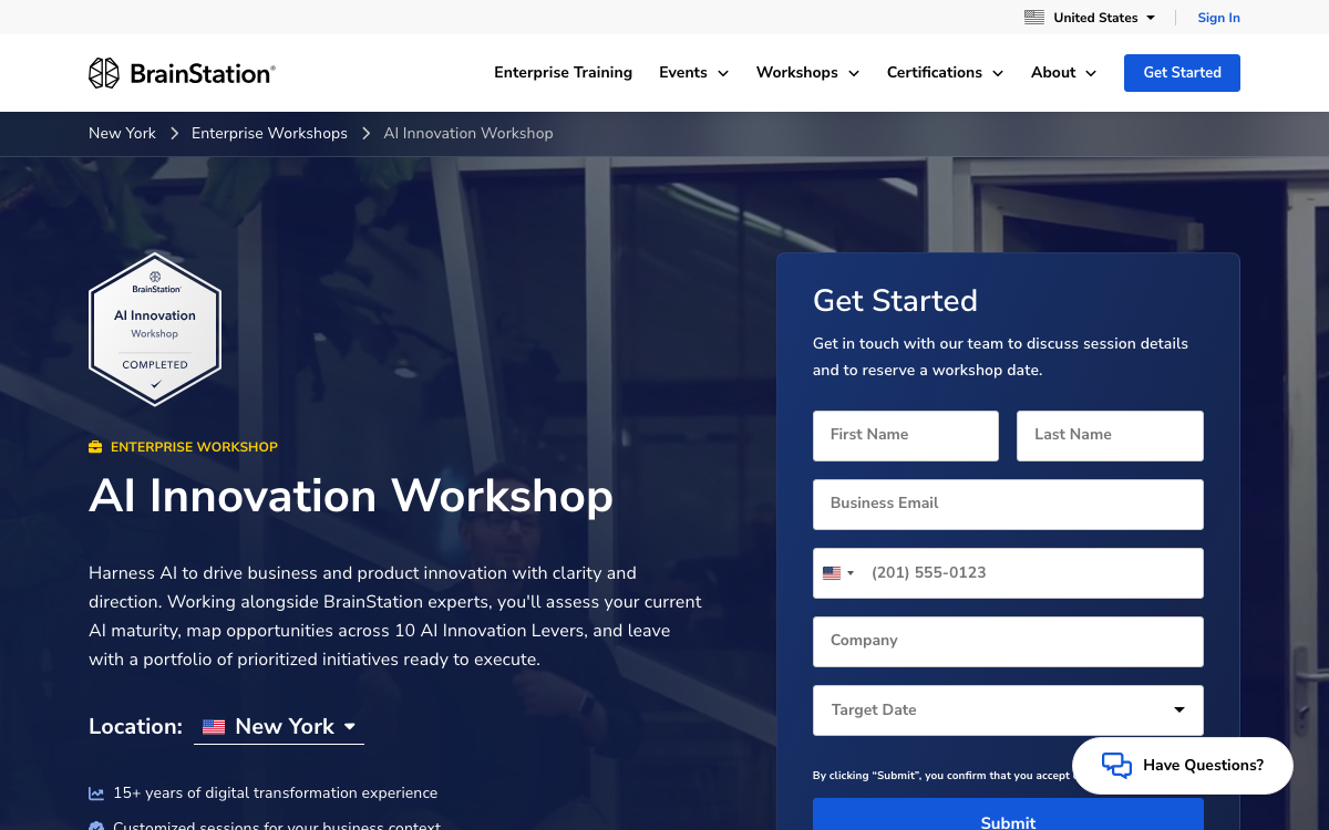 First-screen reference of brainstation.io