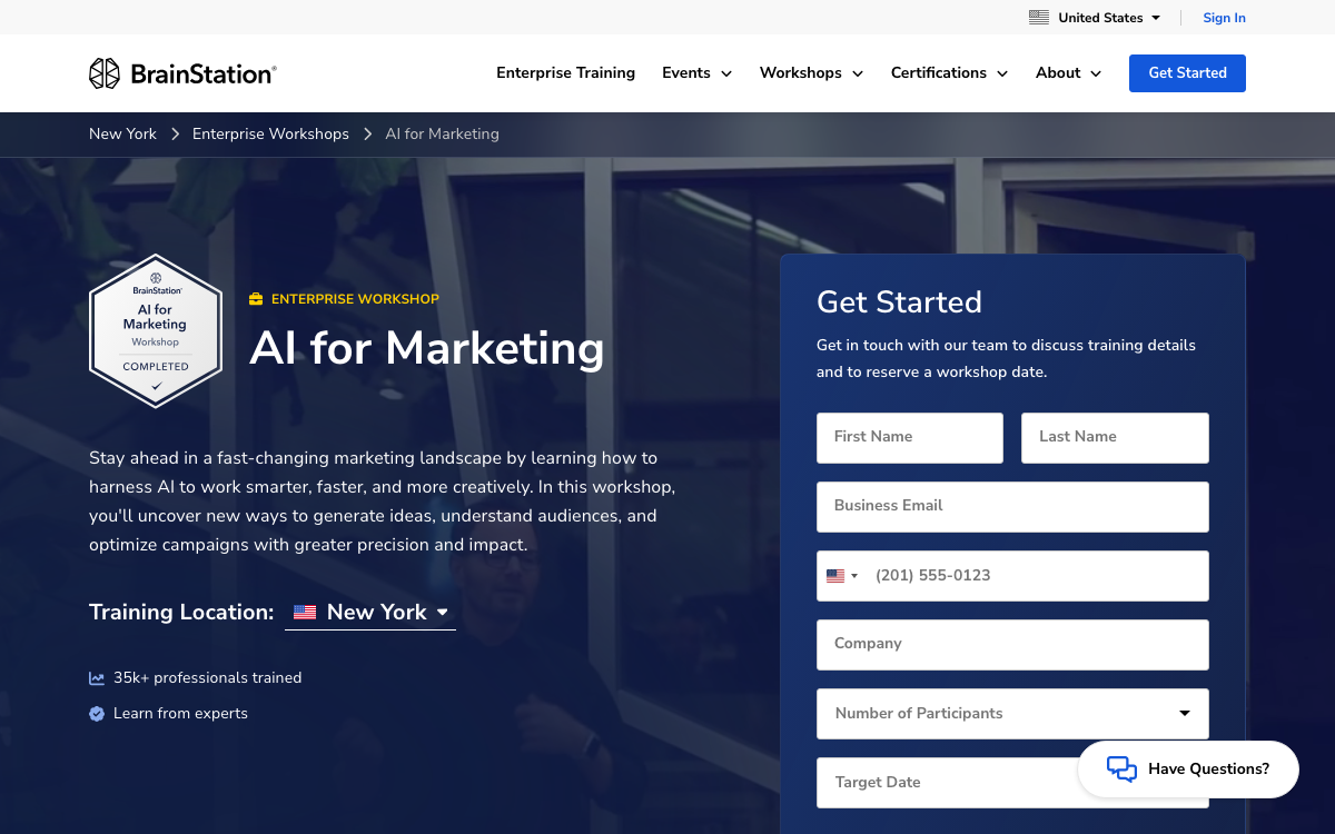 First-screen reference of brainstation.io