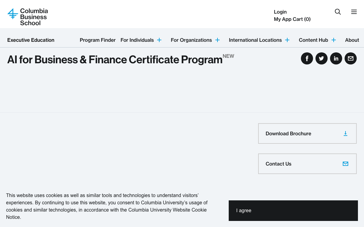 First-screen reference of execed.business.columbia.edu