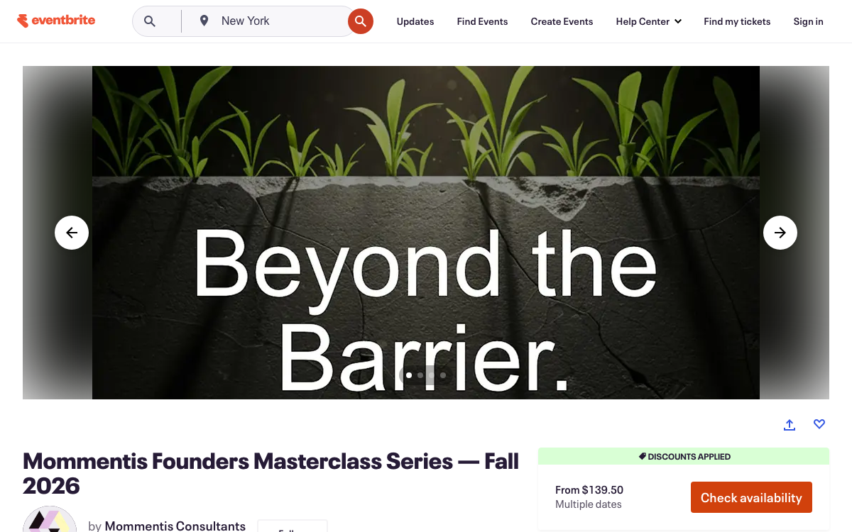 First-screen reference of eventbrite.com