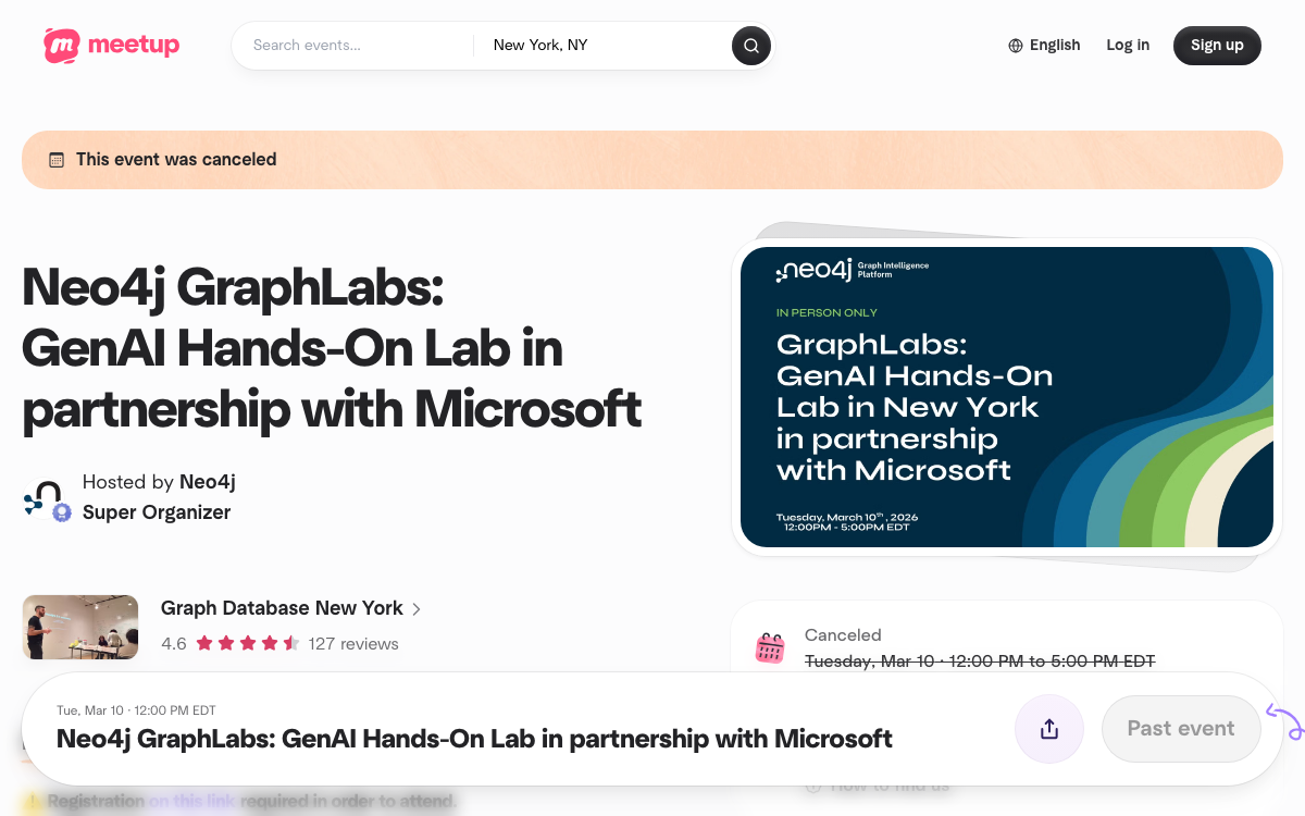 First-screen reference of meetup.com