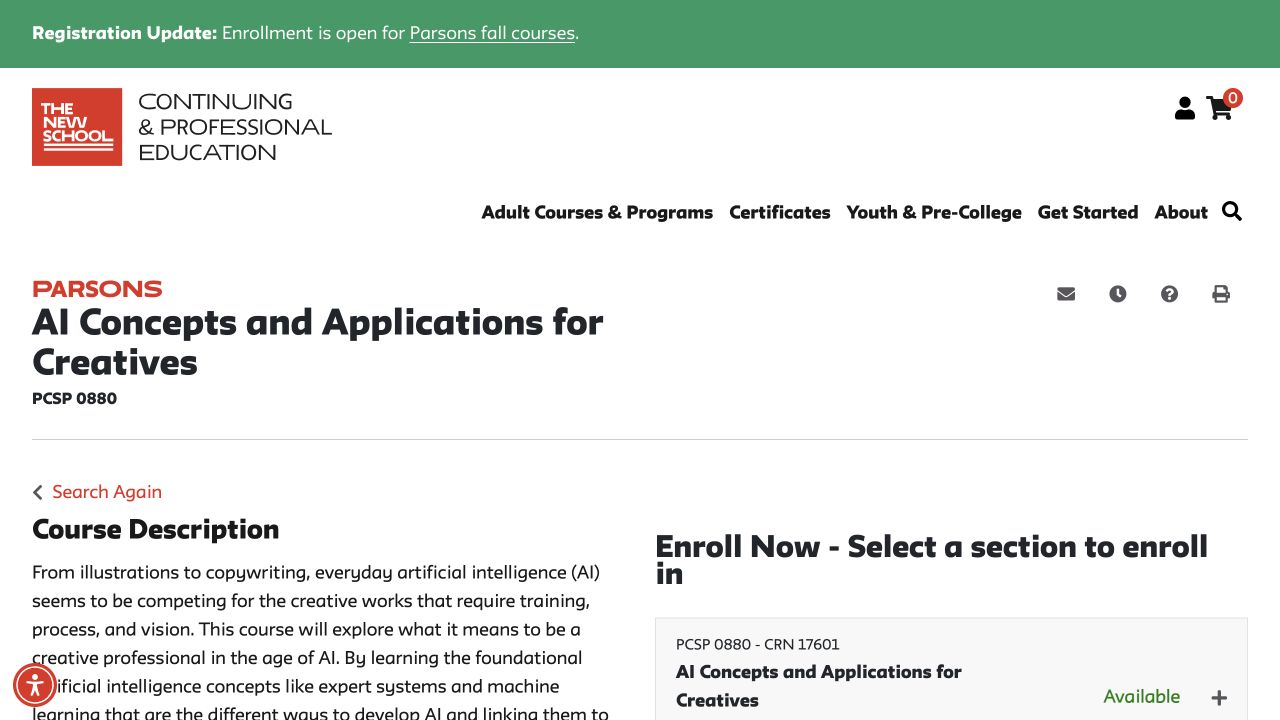 First-screen reference of cpe.newschool.edu