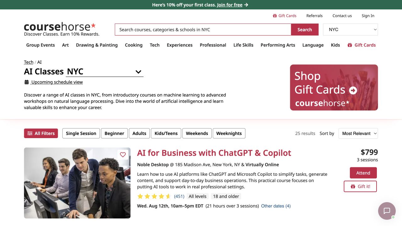 First-screen reference of coursehorse.com
