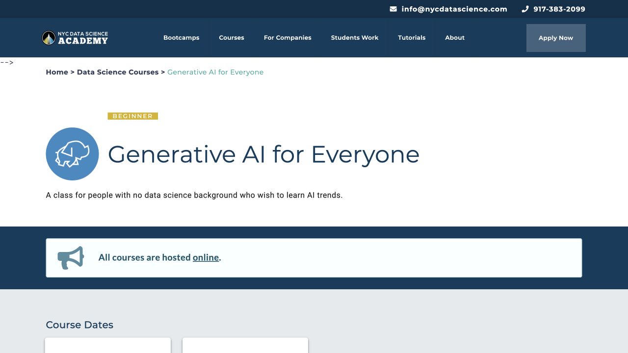 First-screen reference of nycdatascience.com