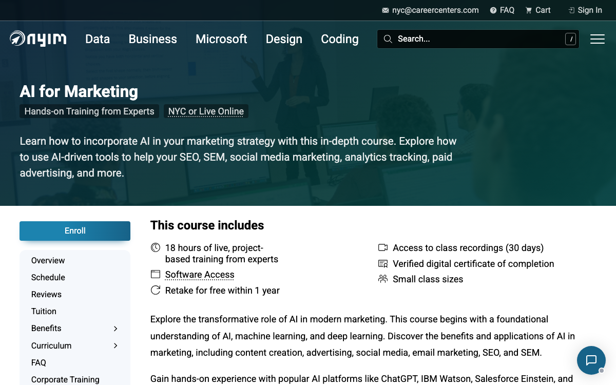 First-screen reference of training-nyc.com
