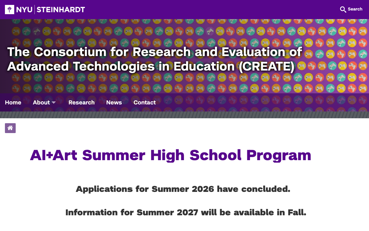 First-screen reference of steinhardt.nyu.edu